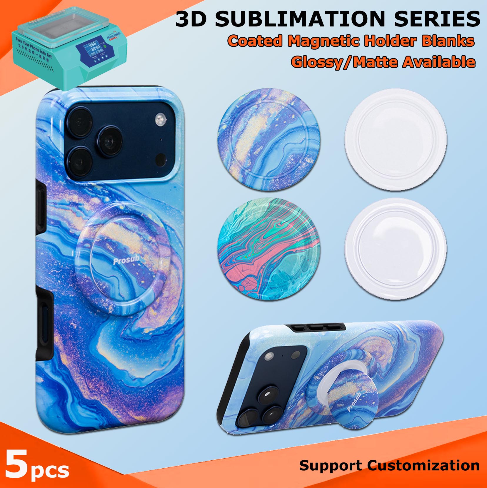Phone Case Blank Print - Fonlyu 5 Stück Harte PC Magnetring-Handyhalterungen